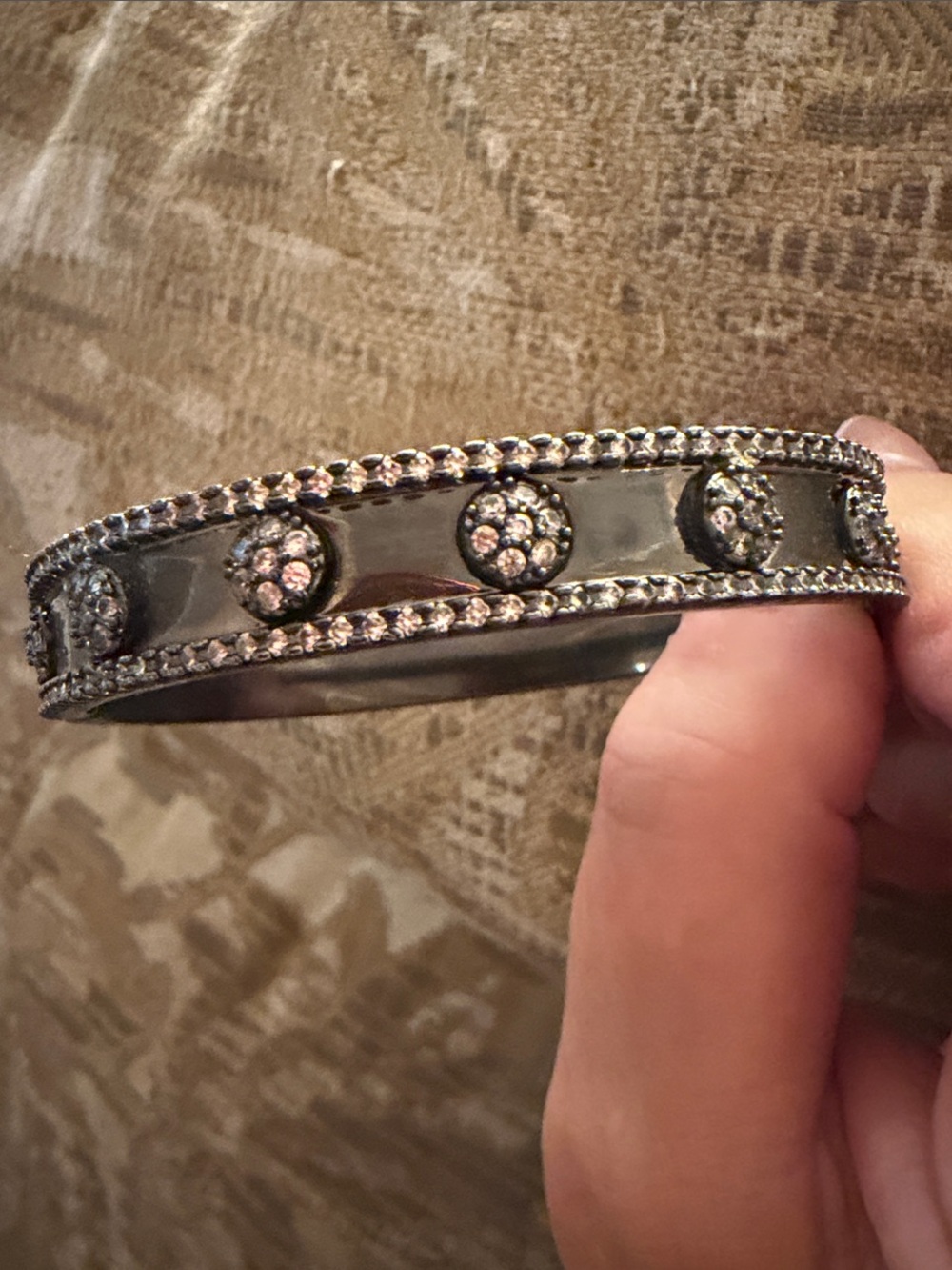 Black Crystal Accent Bangle Bracelet designer inspired beautiful